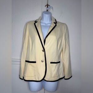 Talbots Aberdeen Cream Blazer with Black Trim - Women's Tailored Jacket size 8P